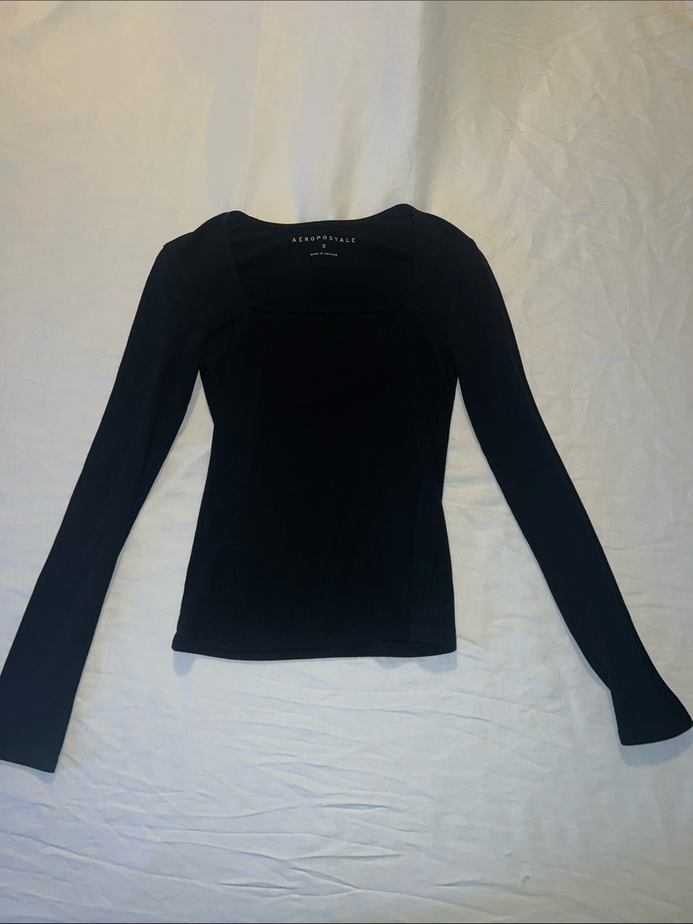 Aeropostale Black Long Sleeve Square Neck Top